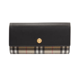 Leather wallet with vintage check