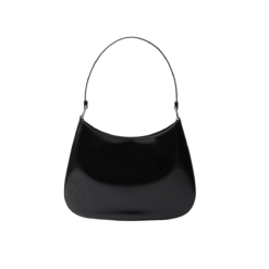 Cleo Shoulder Borsa Made of Brushed Leather With a Stick Nero