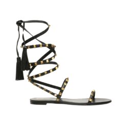 Sandali neri con borchie dorate in MV