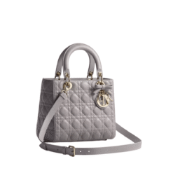 Alternative view of Lambskin canneté perlato grigio opalino