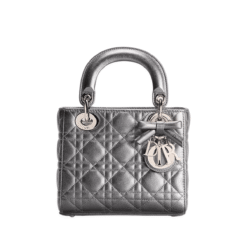 MV in metallic silver tone canneté calfskin