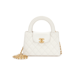 Shopper Kelly Piccola In Vitello Lucido Invecchiato Bianco