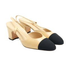 MV di capra e gros-grain beige e nero