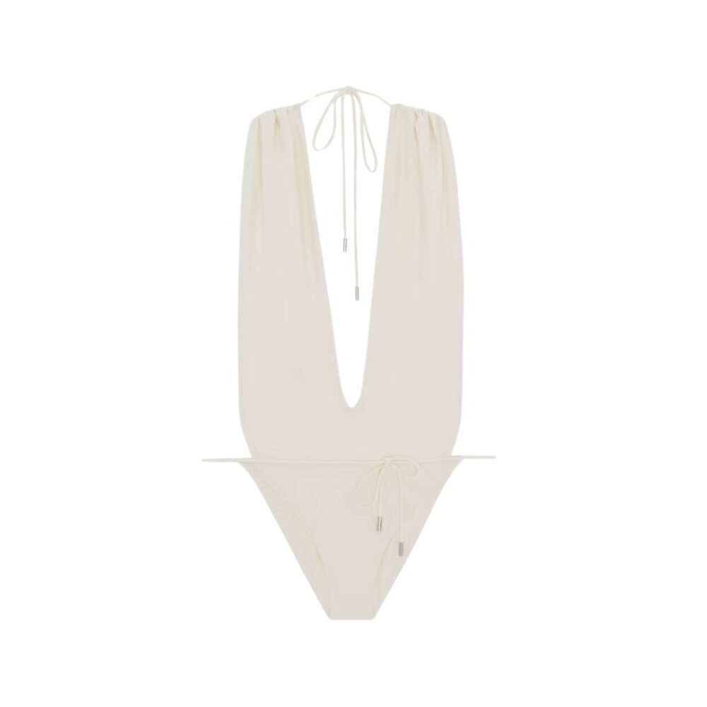 Backless V-Halter crema/bianco