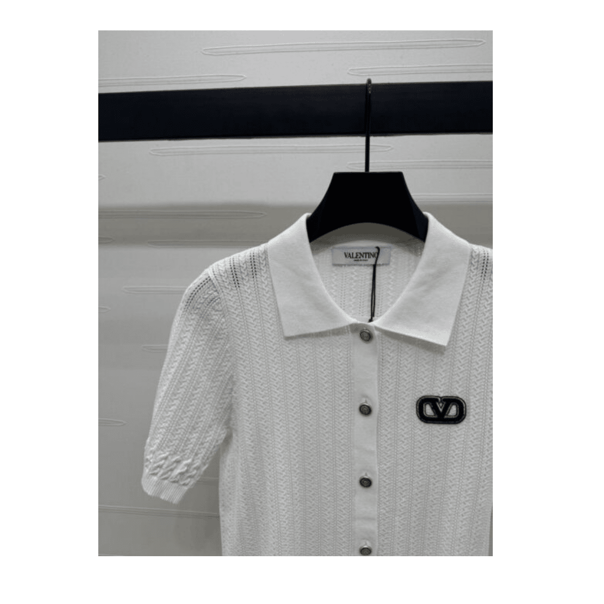 Top a maniche corte in maglia bianco - immagine 3