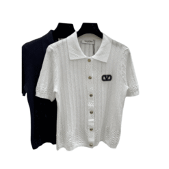 Top a maniche corte in maglia bianco