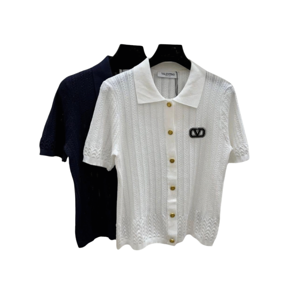 Top a maniche corte in maglia bianco