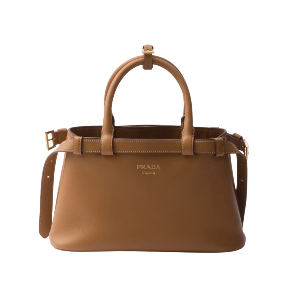 Borsa a mano piccola in pelle con doppia cintura e fibbia