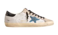 Super-Star with light blue canvas and black heel tab