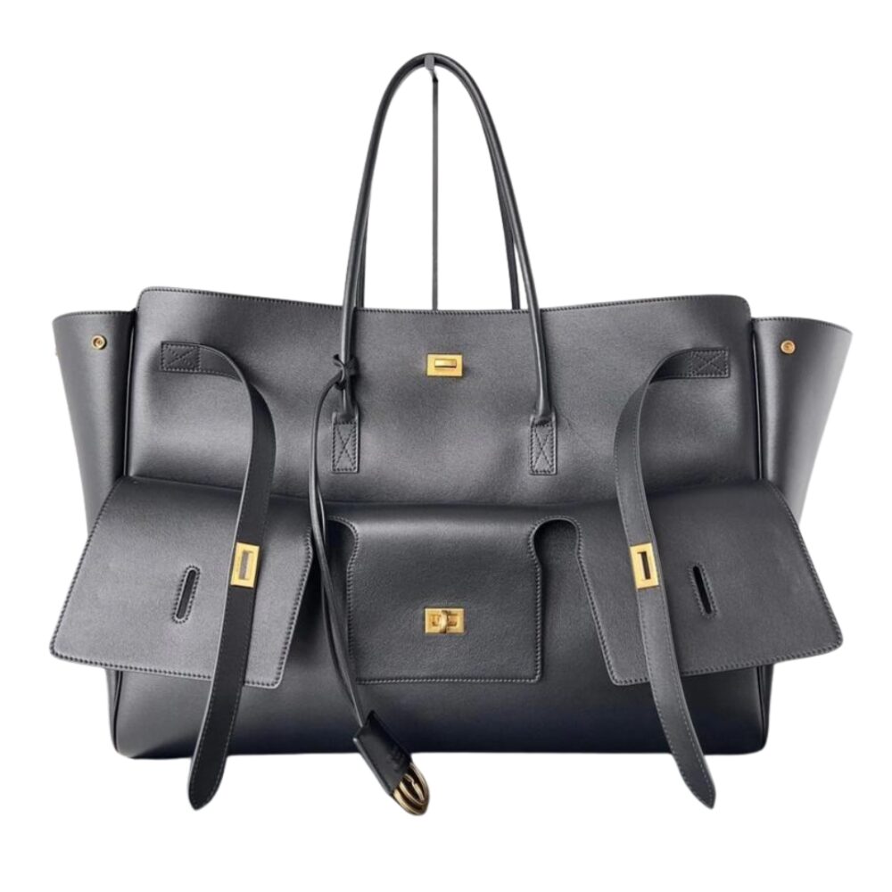 Borsa tote Bel Air in pelle di vitello liscia con finiture argento anticato