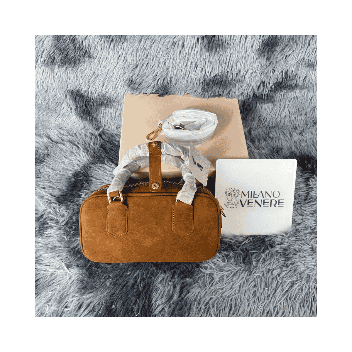 Borsa A Mano Arcadie In Camoscio Marrone - immagine 7