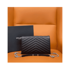 Catena Monogramma Chevron Matelassé Grain de Poudre Nera