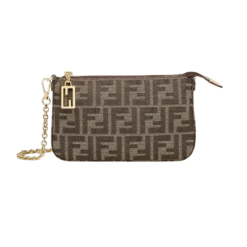 Pochette in Tessuto FF Marrone