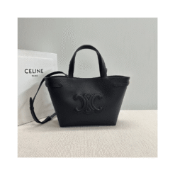 Mini Cabas Anaïs in Vitello Martellato Nero