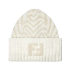 Cappello in alpaca Chevron avorio