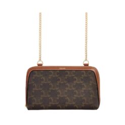 Pochette con catena tela Triomphe e agnello