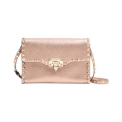 Mini tracolla Rockstud laminata vitello