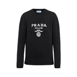 Maglione girocollo lana-cashmere con logo