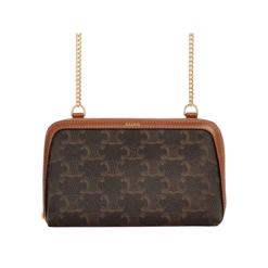 Pochette con catena tela Triomphe e agnello