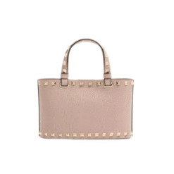 Mini borsa shopping Rockstud in vitello granato