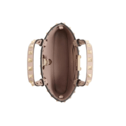 Mini borsa shopping Rockstud in vitello granato