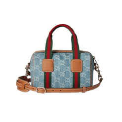 Borsa Mini in Denim Blu e Bianco