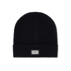 Cappello In Maglia Con Placca
