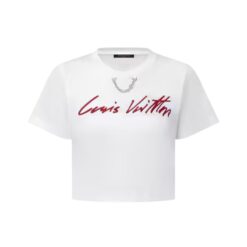 Top corto con firma in corsivo