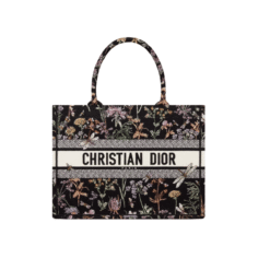 Borsa Book Tote Nera Con Ricamo