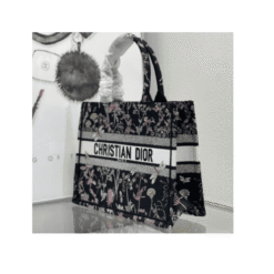 Borsa Book Tote Nera Con Ricamo - immagine 3