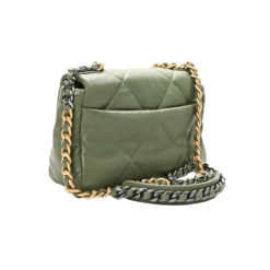 Borsa Con Patta In Verde Trapuntato
