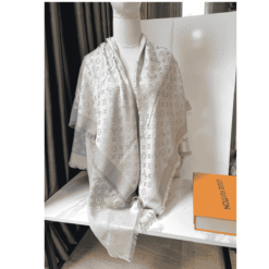 Scialle Monogram Grigio Lana - immagine 3