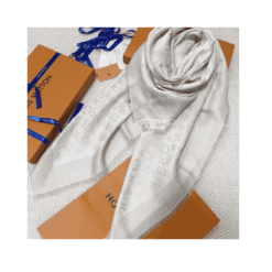 White Monogram Shawl