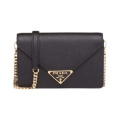 Tracolla Nera Con Placca Logo Triangolare