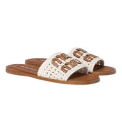 Sandali Slide In Crochet Avorio Bianchi - immagine 3
