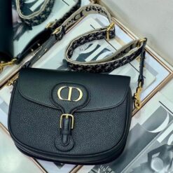 Borsa Bobby Oblique nera in vitello granato - immagine 5