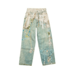 Jeans loose fit con stampa effetto pizzo