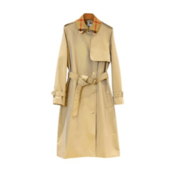 Trench a quadri con cintura beige