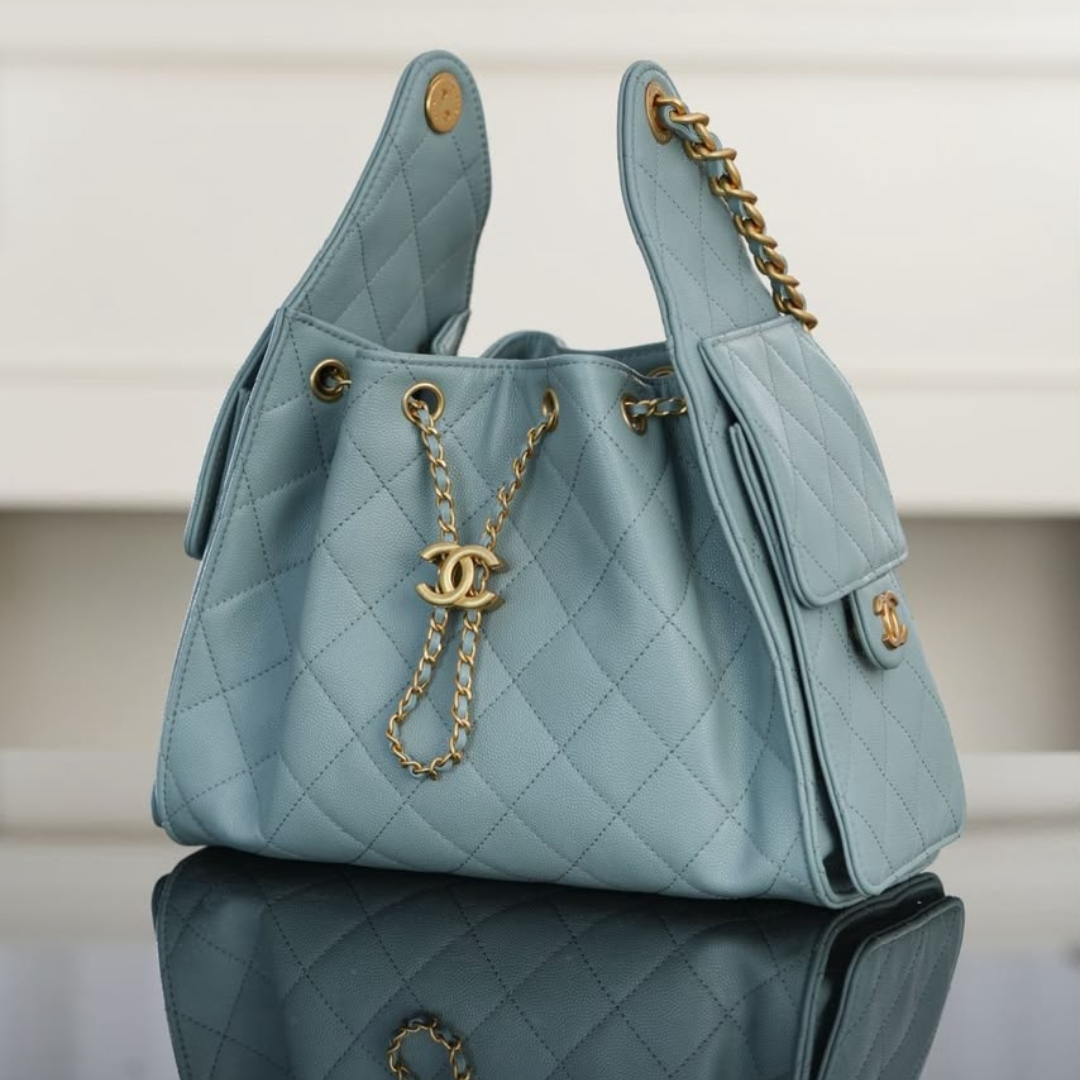 Borsa Hobo Trapuntata Azzurro Chiaro - immagine 2