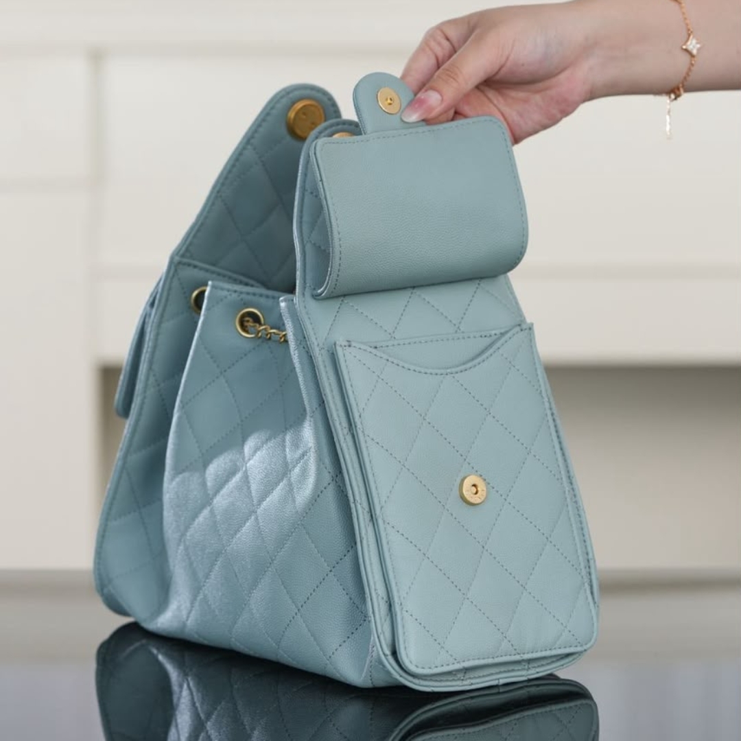 Borsa Hobo Trapuntata Azzurro Chiaro - immagine 5