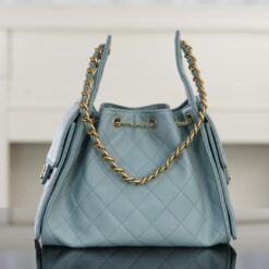 Borsa Hobo Trapuntata Azzurro Chiaro - immagine 7