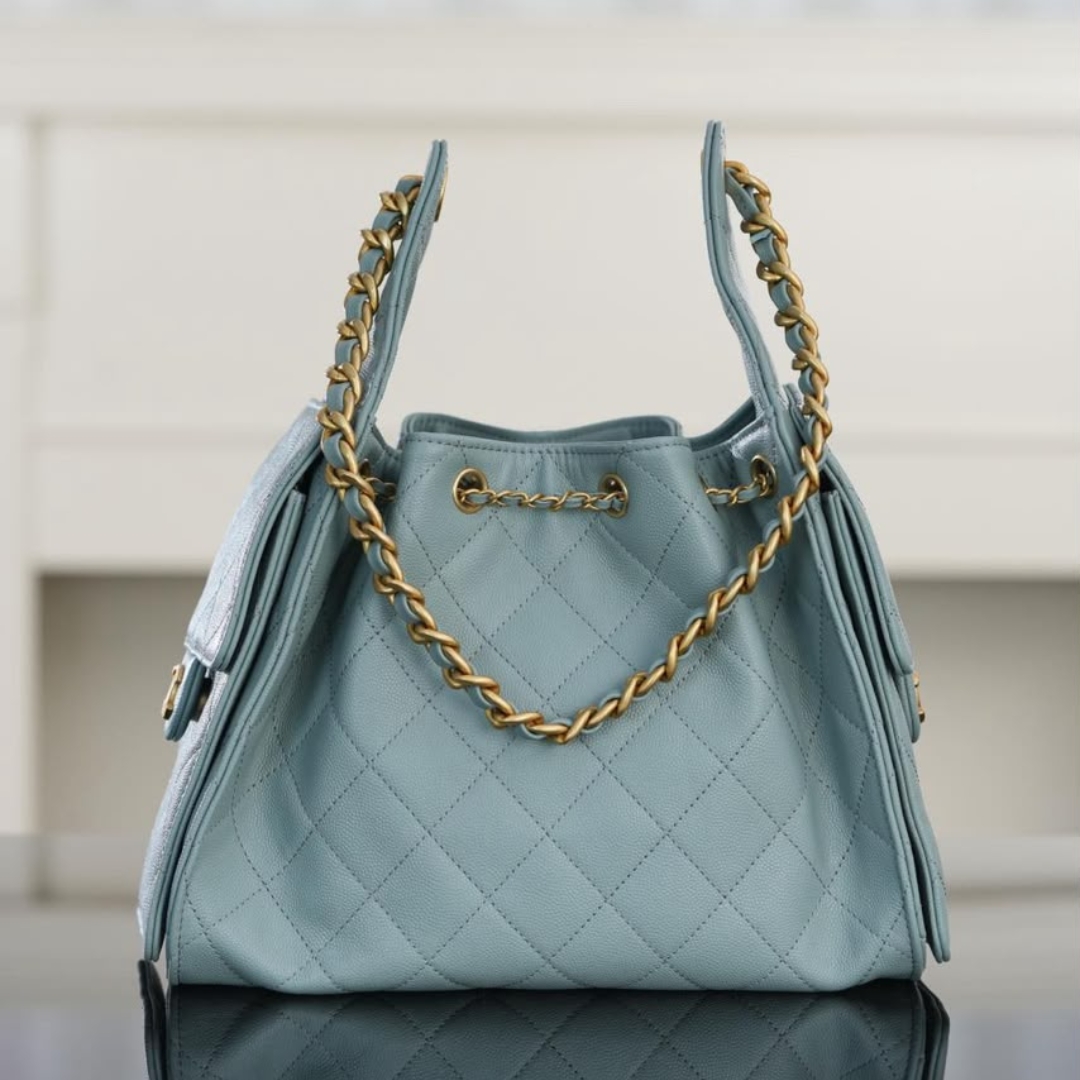 Borsa Hobo Trapuntata Azzurro Chiaro - immagine 7