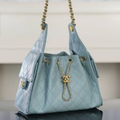 Borsa Hobo Trapuntata Azzurro Chiaro - immagine 8