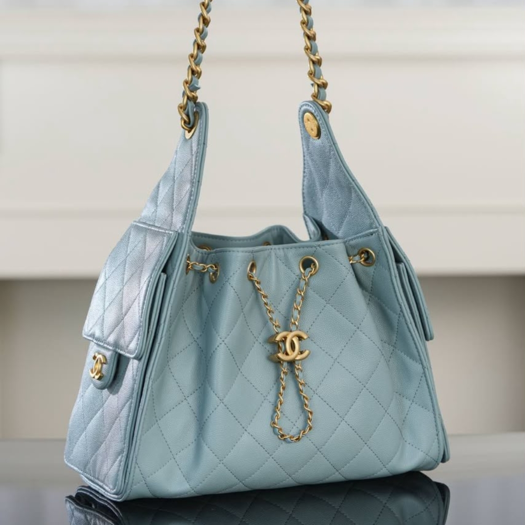 Borsa Hobo Trapuntata Azzurro Chiaro - immagine 8